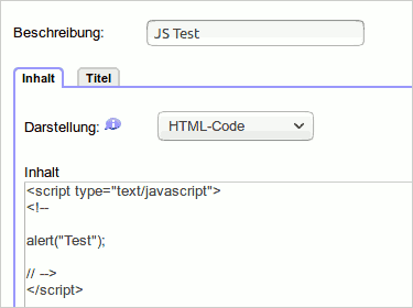 Text mit HTML-/JavaScript-Inhalt