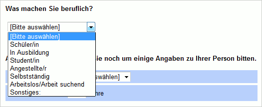 Dropdown-Auswahl