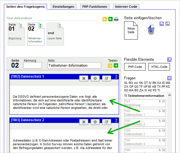 Accordion at composing questionnaire