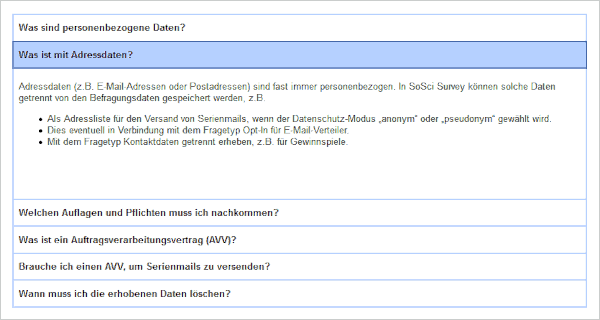 Beispiel für ein Text-Akkordeon