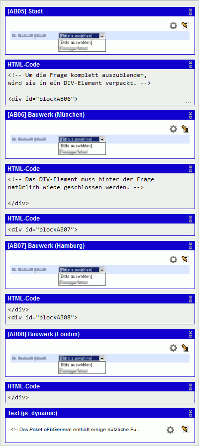 Fragebogen-Seite mit allen notwendigen Elementen