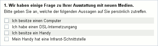 Beispiel für eine Mehrfachauswahl als Filterfrage