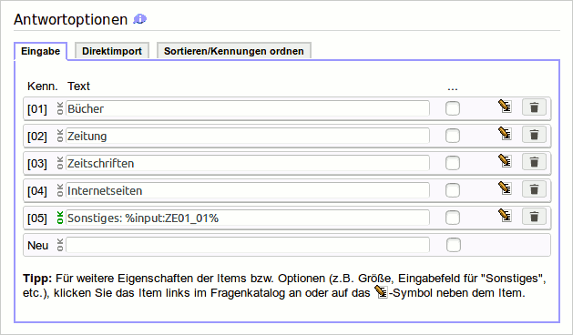 Platzhalter für Eingabefelder