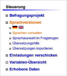 Sprachversionen in der Navigation
