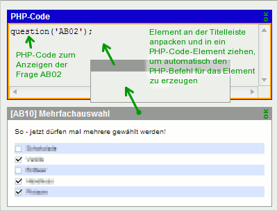 Element in PHP-Code konvertieren