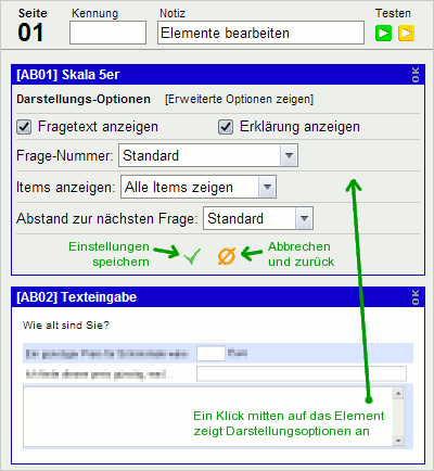 Eigenschaften des Elements änderen