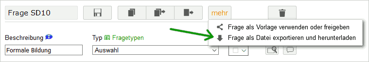 Eine Frage als XML-Datei herunterladen