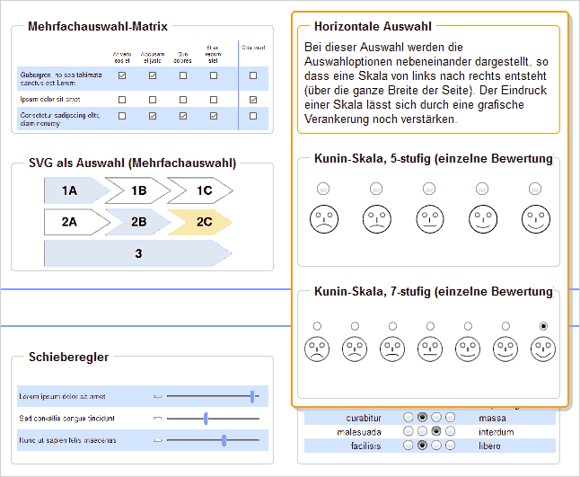 question type template "Horizontal Selection"