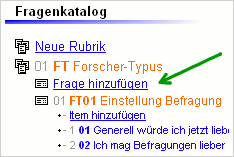 Eine weitere Frage zur Rubrik hinzufügen