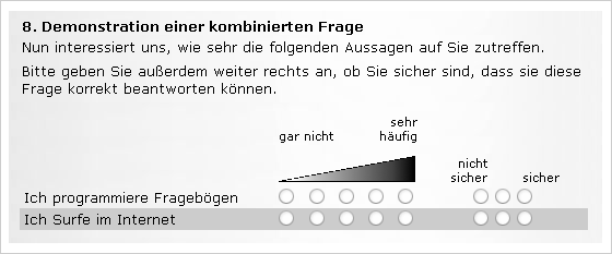 Kombinierte Frage aus zwei Skalen