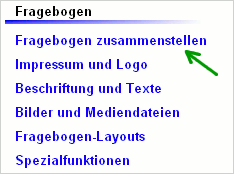 Fragebogen zusammenstellen in der Navigation