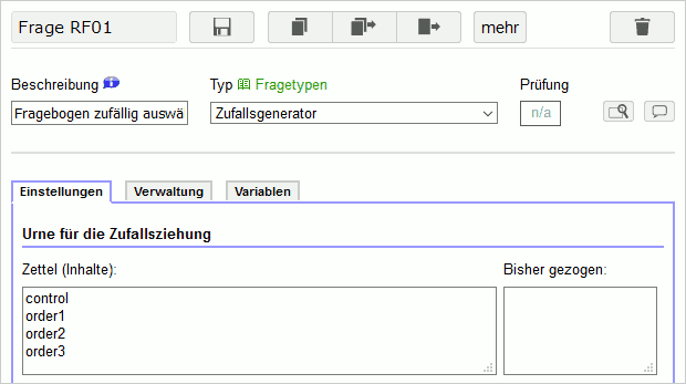 Zufallsgenerator für die Auswahl des Fragebogens