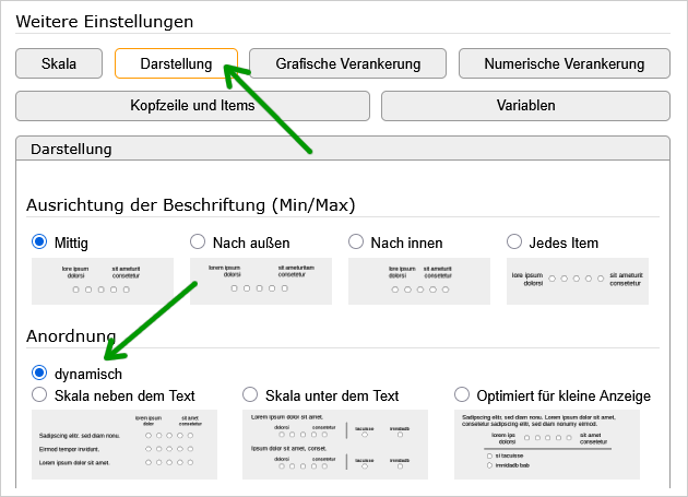 Darstellung "dynamisch" bei einer Skala