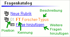 Ausgewählte Rubrik im Fragenkatalog