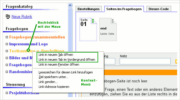 Einen Menüpunkt in neuem Tab öffnen