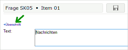 Eingabefeld für die Zwischenüberschrift anzeigen