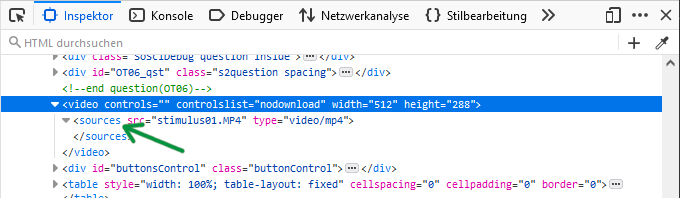 Fehlerhafter HTML-Code im Inspektor