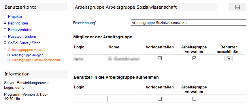 Verwaltung von Arbeitsgruppen