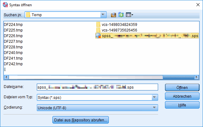 SPSS: Syntax öffnen