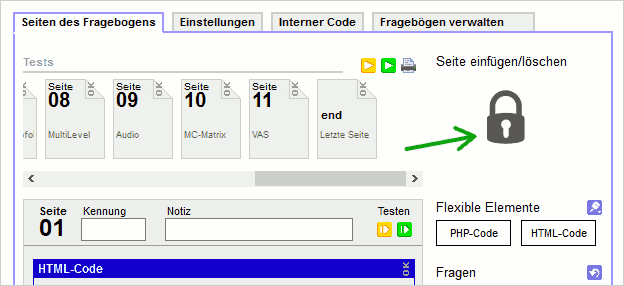 Gesperrter Fragebogen während der Erhebung