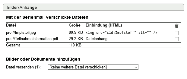 Attachements in Serialmails