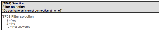 Selection in the variables listing