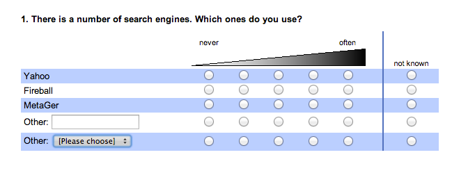 Example for freely placed input fields