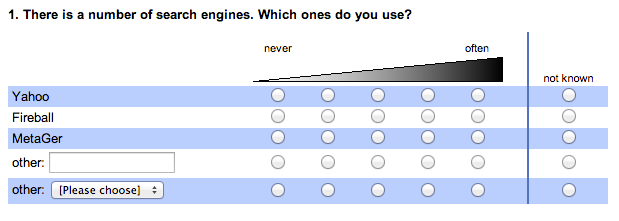 Example for freely placed input fields