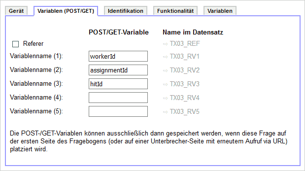 Client information question to store the URL variables